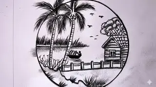 Beautiful nature sketch drawing