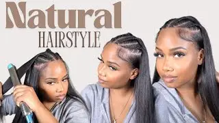 How To: Cornrows & Flat Iron || Natural Hairstyle
