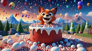 Four Candy Foxes Slide on Cake | Sweet Counting Song for Kids | Fun Fox Rhyme & Dessert Adventure
