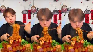 MUKBANG ASMR EXTREME SPICY NOODLES & HUGE MEAT PLATTER