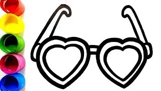 Glitter Hearts Toy Sunglasses coloring and drawing Learn Colors for Kids, Toddlers | Colorsfun