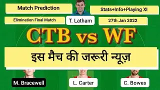 CTB vs WF | Elimination Final Match | Dream11 |Canterbury Kings vs Wellington Firebirds|Super Smash