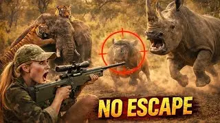 NO ESCAPE | Rhino Charged as Tigers Attacked an Elephant.