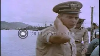 The mooring operations of the submarines being undertaken alongside a tender in t...HD Stock Footage