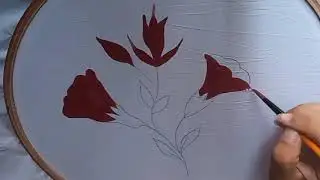 #handmade dupatta with fabric paint#handmade  product #flower design