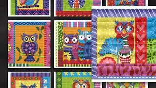 Crazy Patch Owls by Cross Stitch Wonders now available at Cobweb Corner Cross Stitch