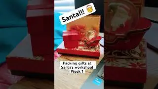 Packing gifts! Week one at Santa&rsquo;s workshop #santa #christmas #vibes #cozy #holiday #christmastime