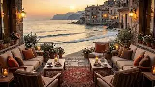Cinematic Autumn Cafe Ambience | Sunset Seaside View for Deep Focus & Study