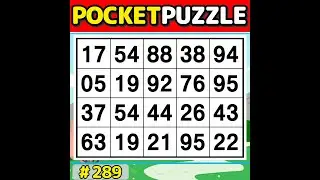 【Pocket Puzzle】 Perfect for daily brain exercises! 《Number Search|Brain training》 #289