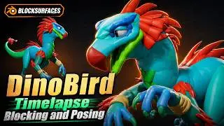 Timelapse blocking and posing a Dinobird Creature in Blender with BlockSurfaces addon #blender, #3d