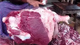 Non-Stop Beef Meat Cutting Skills।। Fastest Cow Meat Cutting by Expert Butcher in BD Beef market।।