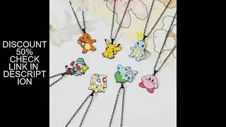 Anime Pokemon Metal Pendant Necklace, Cute Figure, Pikachu, Squirtle, Psyduck, Charmander, Jewelry,