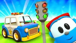 Leo der Lastwagen baut ein Polizeiauto - Cartoon für Kinder