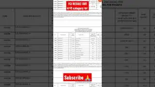 FCI RESULT जारी//#FCIRESULT//phase I