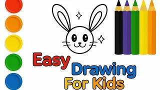 Easy Rabbit Drawing for Kids | Step by Step Tutorial | Cute Bunny Face Drawing