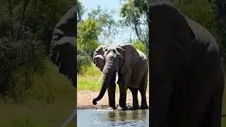 Elephant Drinking Water & Bathing in River 🐘 | Relaxing Wildlife Shorts