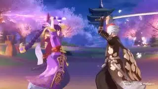 Genshin Impact Traditional Fighting Scene Raiden Shogun and Itto