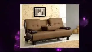 Coaster Futon Sofa Bed with Drop Down Console in Two Tone Finish