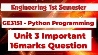GE3151|Problem Solving and python programming|Important questions|Unit3|Engineering king|