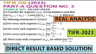 TIFR MATHEMATICS 2023 PART A QUESTION NUMBER 3 SOLUTION|TIFR GS-2023 PART A REAL ANALYSIS SOLUTION|