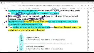 FORM 5 CHAPTER 1(1.5: EXTRACTION OF METAL FROM ITS ORE)