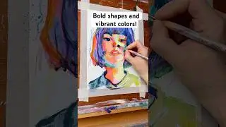 Vibrant Acrylic portrait Painting👩&zwj;🎨 #acrylicart #portraitpainting #colorfulart