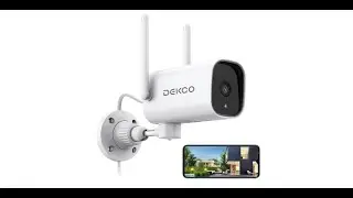 FEATURES! DEKCO 1080p Pan Rotating 180&deg; Outdoor Security Cameras with Night Vision, Two-Way Audio