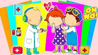 【Paper DIY】 Decorate Sticker Book with Scared Yoyo At The Clinic As Doctor JJ & Cody Comfort Her!