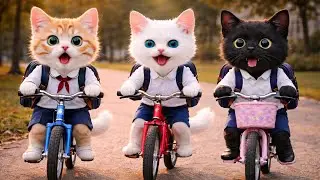 Poor White Cat Baby Gets a New Cycle | Emotional School Story 🐱🚲