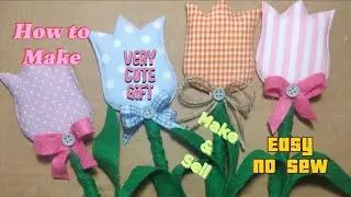 Easter Spring Craft, , Fabric Tulip, No Sew, Very Easy, Make & Sell, Make a Gift@EasyPeasyDIYs