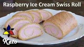 Raspberry Ice Cream Swiss Roll Cake &ndash; keto Easter cake, sugar free, gluten free dessert