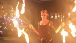 FIRE SHOW dancing body burning and fire eating