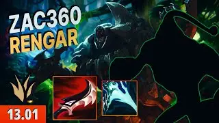 &Eacute; ASSIM QUE O TOP 1 BR JOGA DE RENGAR! - ZAC360 jogando de Rengar Jungle vs Graves! | Season 2023