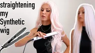 Straightening my Wavy SYNTHETIC WIG +  FESHFEN WIG GIVEAWAY