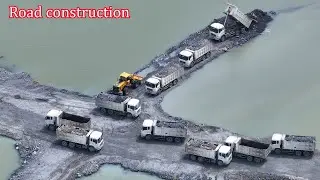 Episode​ 312| Operating Skills Bulldozer Moving Stone into water, Dump Truck Unloading