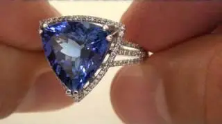 ONE OF A KIND Genuine Tanzanite & Diamond Ring - Solid 14K Gold - Estate Auction