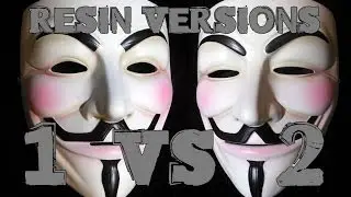 Guy Fawkes Anonymous Mask Hard Resin Version 1 & 2 Comparison: Wide vs Narrow Eyes & Mouth