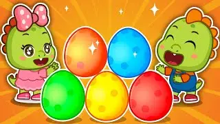 Canções Infantis de Ovos Surpresa | 5 Ovos Surpresa Coloridos | DinoLala Músicas Infantis