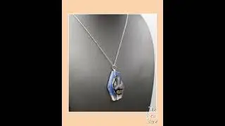 Elegant Sterling Silver Free-Form Agate & Opaline Disc Pendant 17-Inch Chain