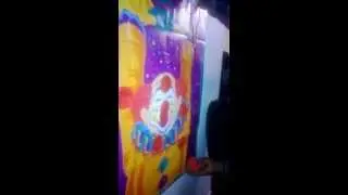 Trevor playing pin the nose on the clown