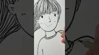 Draw an illustration on paper: &ldquo;A girl greets her friends at school.&rdquo; #doodle #drawing #sketch #art