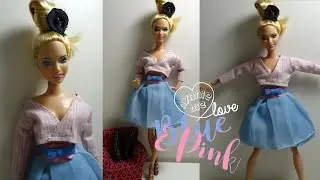 Blue and soft pink outfit for Barbie | How to and style dress for Barbie doll | nynnie me