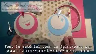 Faire-part de naissance rond Papillon.