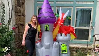 Flying dragon and castle, Halloween, inflatable review and demo by Sara￼