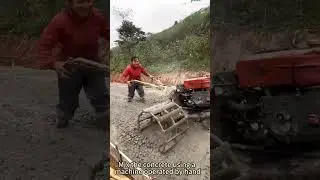 Mix the concrete using a machine operated by hand #wheelsaw #satisfying #machinerychannel