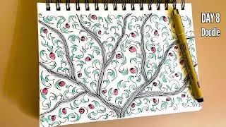 Beautiful & Soothing Zentangle for Beginners | Day 8 of Doodle Challenge | Corolla Arts