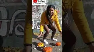 Girl Superstars and Nylons Crushes a Halloween pumpkin #crush #trample #trampling #giantess #nylons
