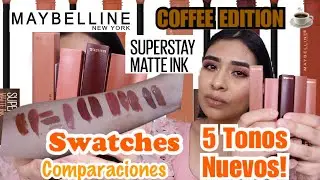 Maybelline Super Stay Matte Ink Liquid Lipstick Coffee Edition| 5 tonos nuevos cafe! Reseña Demo