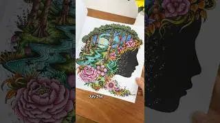 ALL OF MY JULY COMPLETED COLORING PAGES #adultcoloring