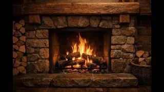 4 Hours Cozy Rustic Fireplace 🔥 Real Wood Fire Sounds | 4K Ambient TV